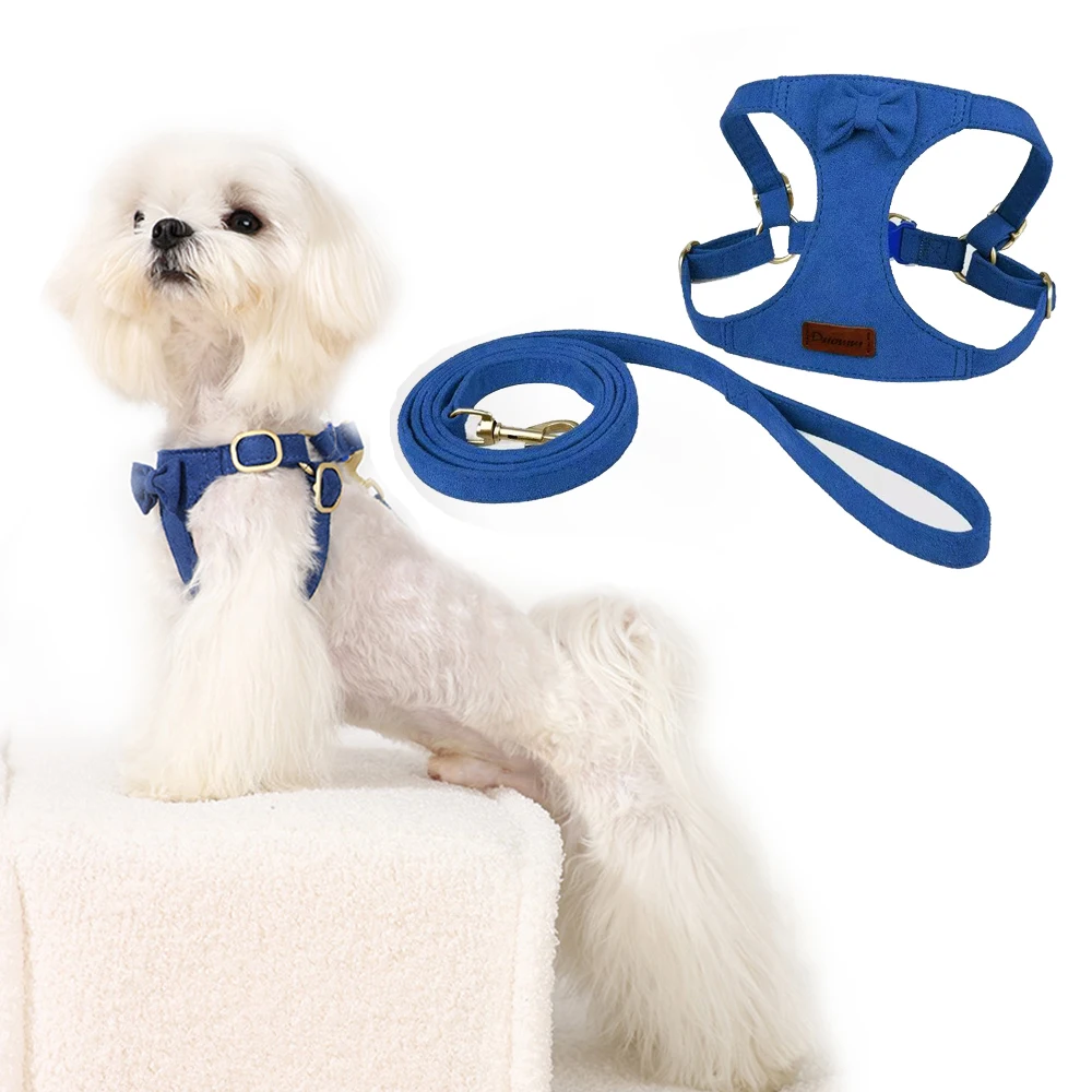 Premium Suede Small Pet Harness Set 5