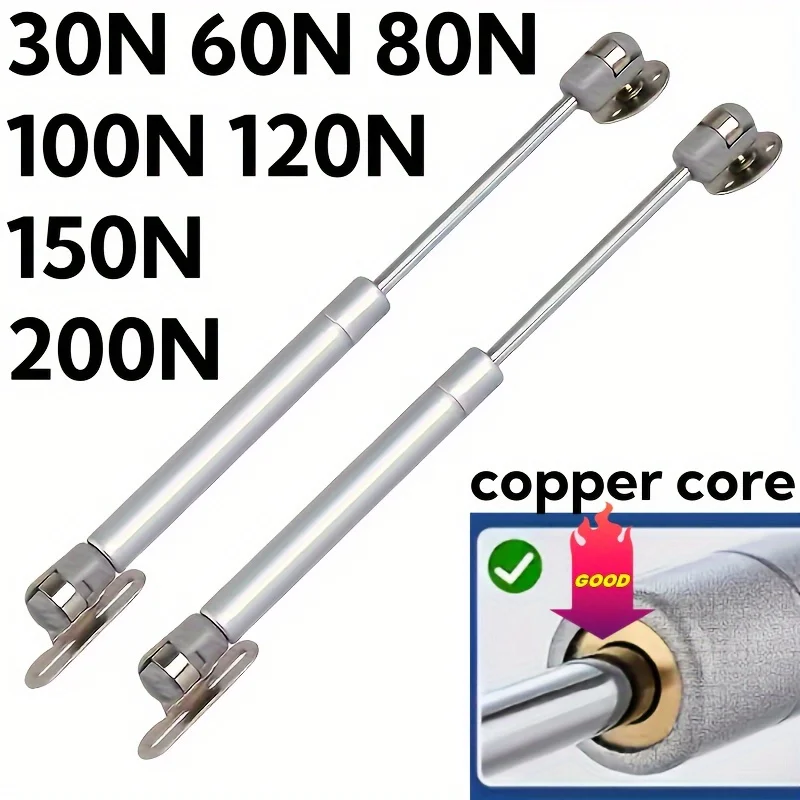 

2pcs Heavy-Duty Cabinet Door Hinges, 30-200N Adjustable Gas Spring Support, Modern Brushed Metal Finish