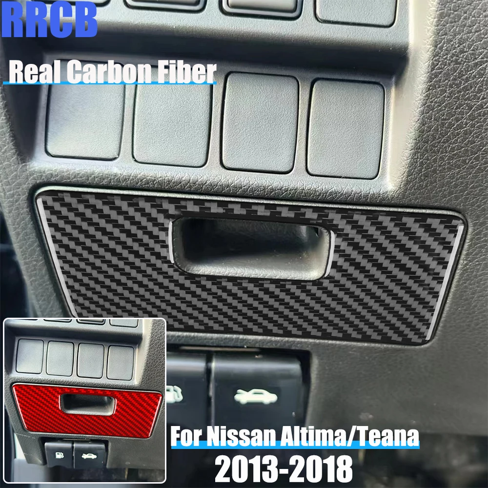 

Real Carbon Fiber Car Accessories Driver Storage Soft Cover Sticker For Nissan Altima/Teana L33 2013 2014 2015 2016 2017 2018