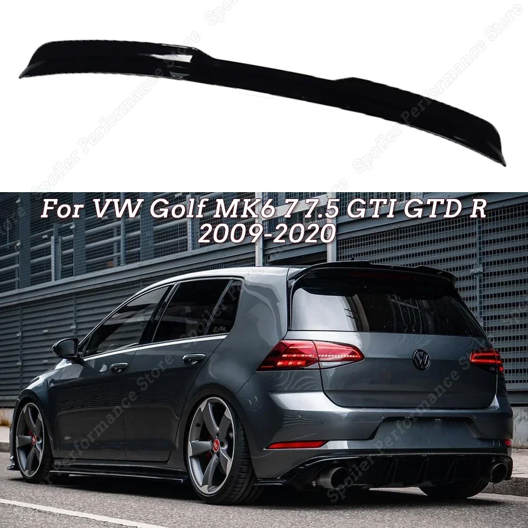 Para Volkswagen VW Golf 6 7 7,5 MK6 7 7,5 GTI GTD R 2009-2020 negro brillante estilo maxton alerón de techo trasero Kits de carrocería Tuning