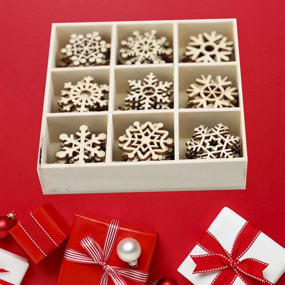 

72 pcs 9 Compartments Snowflake Decoration Wooden Crafts For Diy Graffiti Pendants Christmas Tree Hanging Artwares Home Decor