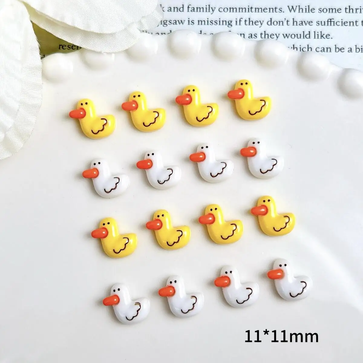 20 قطعة الكرتون رائعتين بطة صفراء الراتنج مسمار السحر ثلاثية الأبعاد جديد الإبداعية الأبيض بطة مسمار الفن زينة DIY بها بنفسك دبوس الشعر أجزاء الأظافر