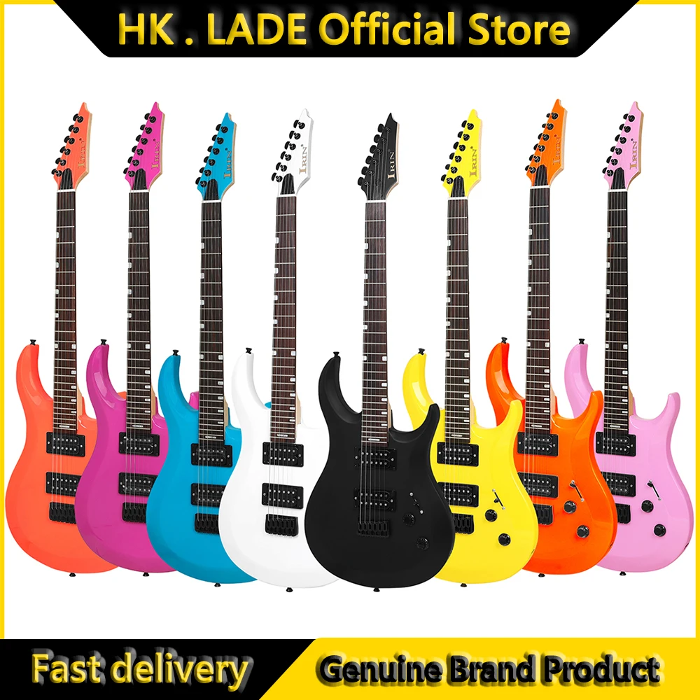 Nueva Guitarra eléctrica IRIN, 24 trastes, 6 cuerdas, cuerpo Oguman, mástil de arce, Guitarra eléctrica colorida con Cable de conexión de llave de bolsa