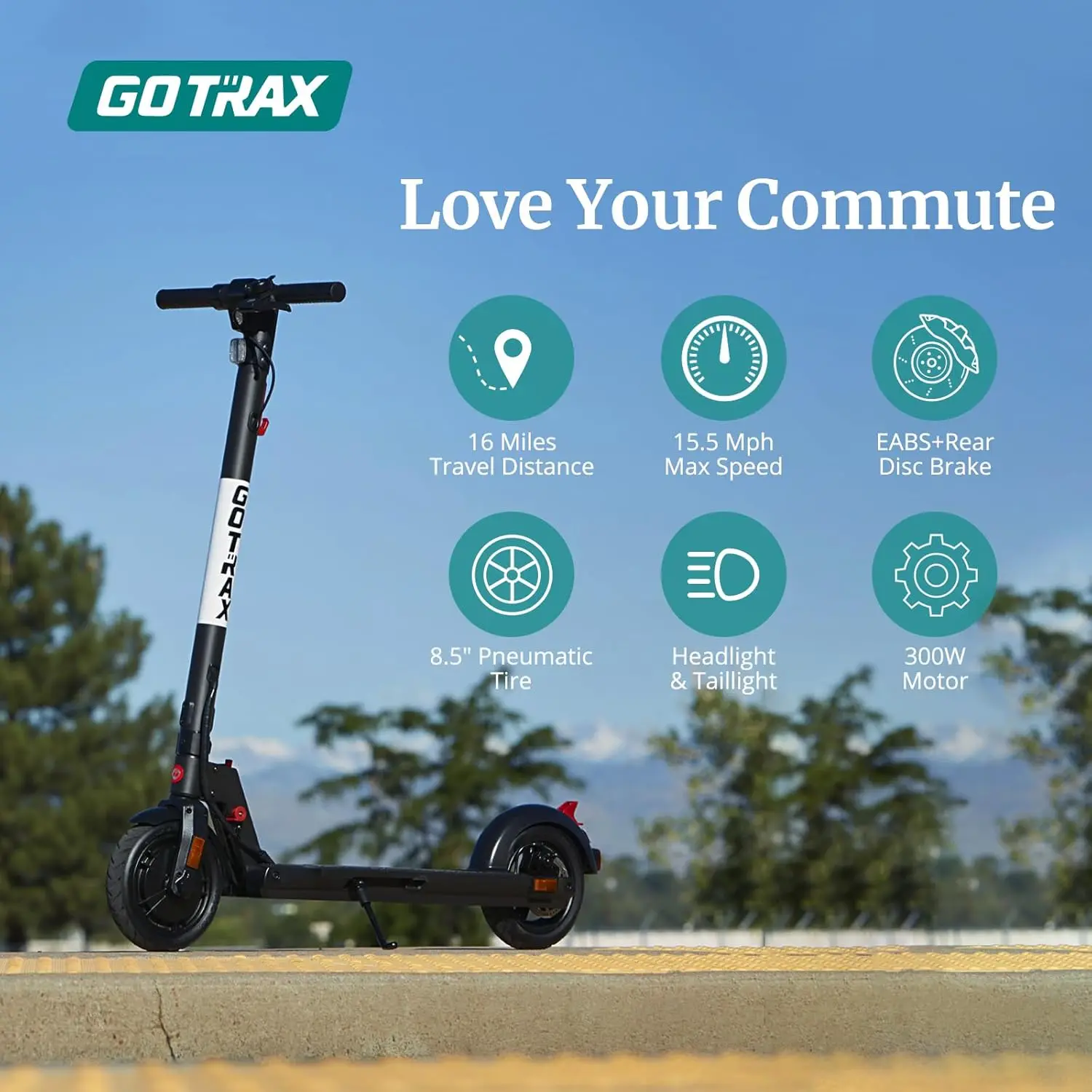 Electric Scooter for Adults, 18/12 Miles Long Range Commuting Electric Scooter with Cruise Control, Double Braking Systems