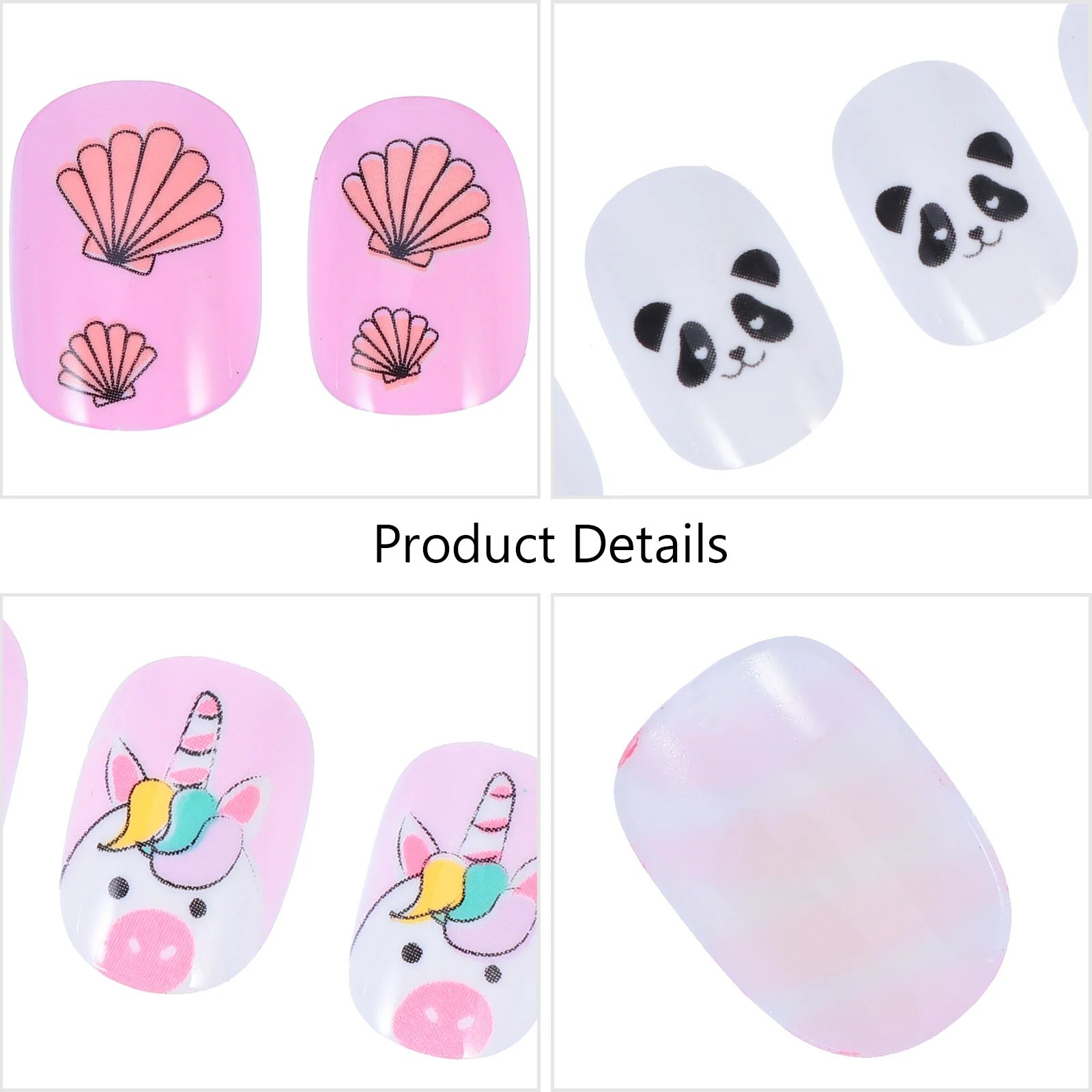 72 Pcs Children's Nail Stickers Fake Nails Tip Finished Product DIY Manicure Supplies Tips Abs Kid False