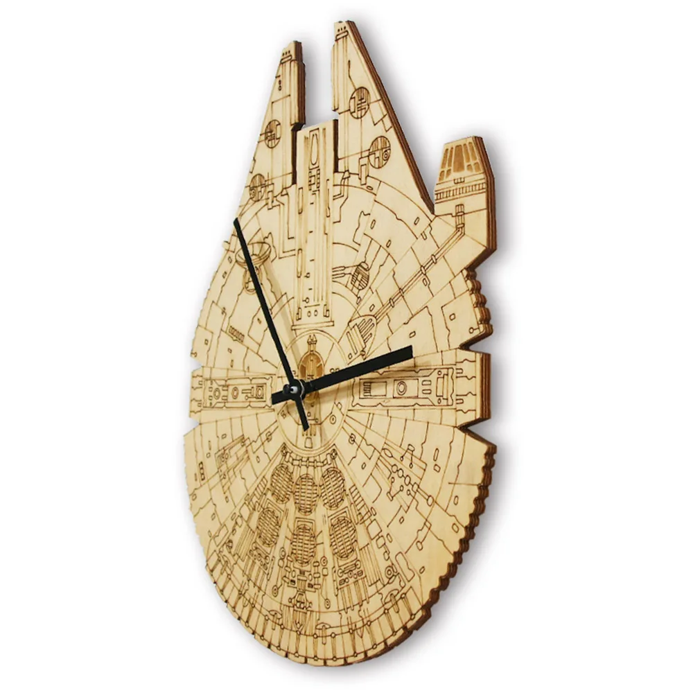 Millennium Falcon Artisan Laser Engraved Wooden Clock For Cinema Theatre Home Decor Wall Watch Starship Geek Chic Nerd Gift - Image 5