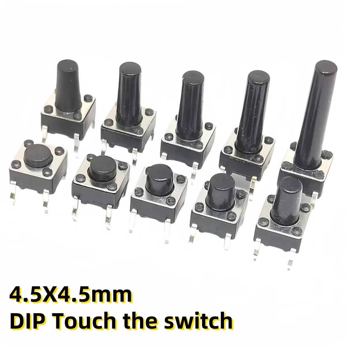 50Pcs Power Switch 4Pins 4.5 X4.5mm Touch Switch Pin Vertical Micro Motion Button Micro Button PCB Panel Keypad Button Switch