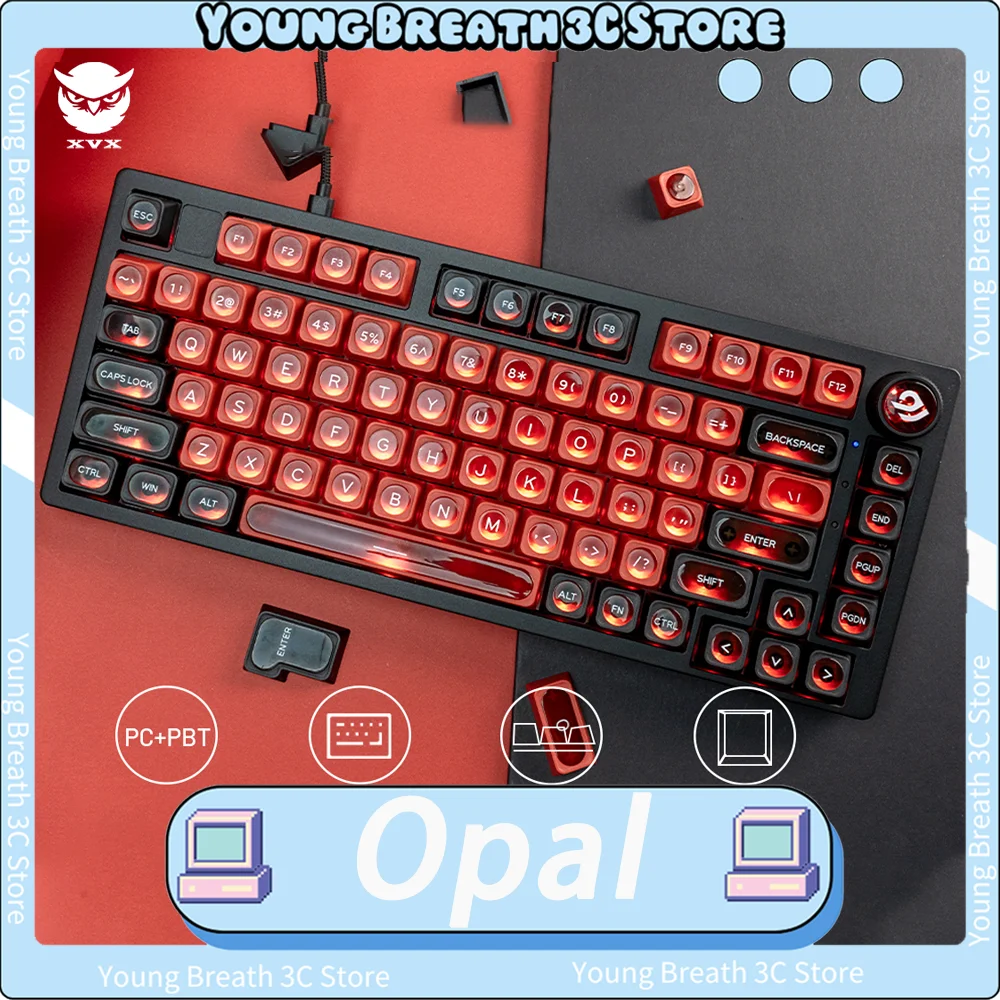 Titan Opal Max Mechanical Keyboard Keycaps PBT Cherry Height Keycap Customized Transparent Matte Texture Keycaps PC Accessories