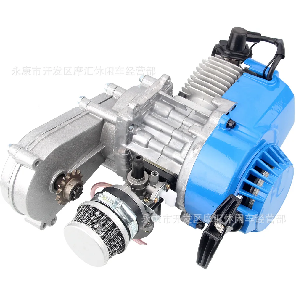 49cc Engine With Transmission 2-Stroke Pull Start 8 mm Transfer Box For Mini Moto ATV Quad Dirt Pit Bike Motorcycle Blue