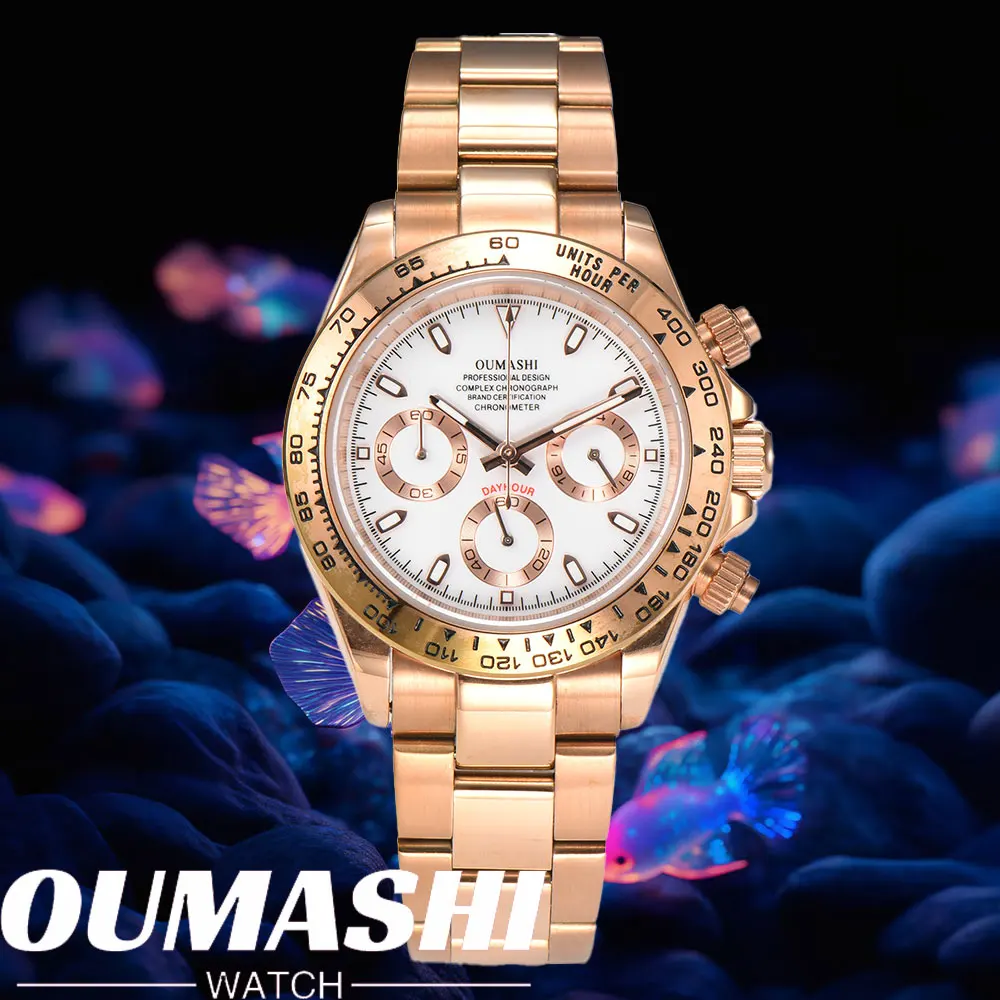 Jam Tangan 39.3Mm Vk63 Jam Tangan Kuarsa Pria Mewah Jam Tangan Tanggal Otomatis Pria 100M Jam Tangan Kasual Chronograph Kaca Safir Olahraga Pria VK63