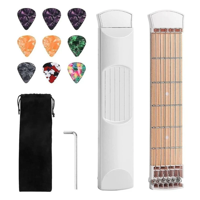 

Pocket Guitar Trainer, 6 Fret Mini Portable Pocket Guitar Practice Neck Guitar Practice Tool Pocket Guitar Chord Trainer