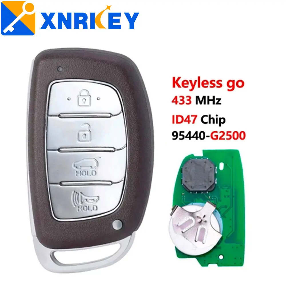 XNRKEY 4 Button 95440-G2500 Remote Smart Car Key Alarm 433MHZ ID47 For Hyundai Ioniq 2019 4 Button Keyless Entry Fob