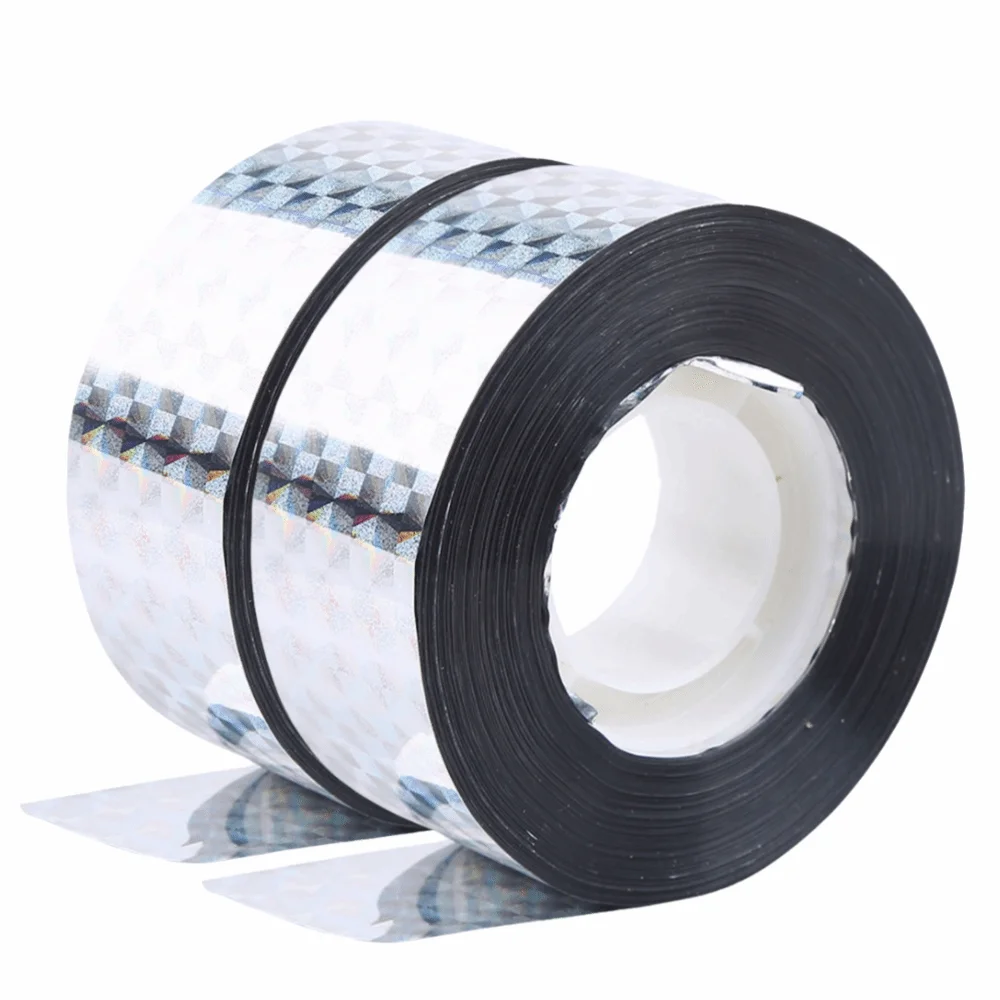 2PCS Durable PET Bird Deterrent Tape Holographic Silver Bird Reflective Ribbon Visual Flash Audible Flash Bird Scare Tape