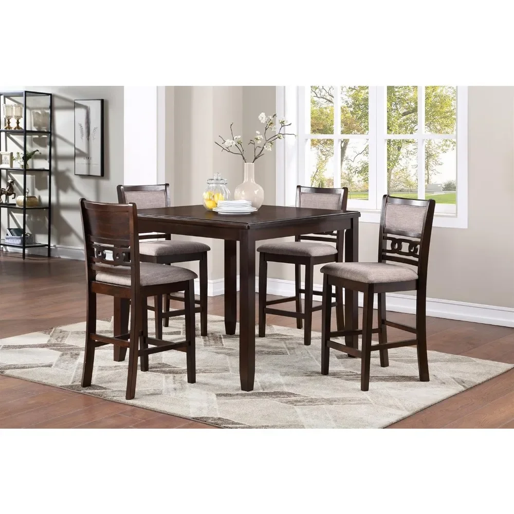 

Gia 5-Piece Dining Table with Four Chairs, 42" Counter Set, Cherry dining table set furniture marble dinning table