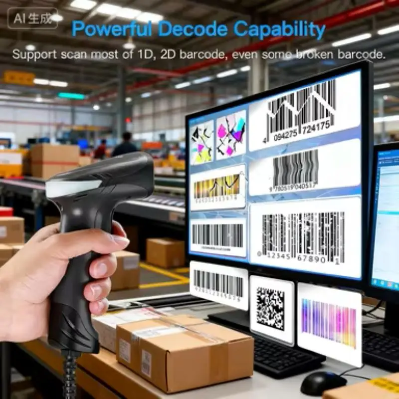 Eyoyo Professional 1D/2D сканер штрих-кода USB Plug & Play с подставкой PDF417 Data Matrix для логистики супермаркетов Лидер продаж