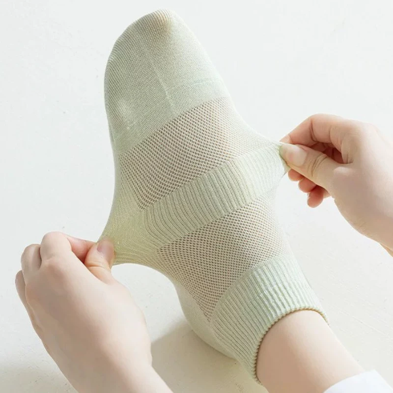 5 Paar Damensocken Frühling Sommer Neue Gekämmte Baumwolle Einfarbig Modisch Komfortabel Hochwertige Damensocken – Detail 7