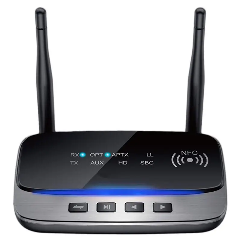 ABUN 80m Bluetooth 5.0 Audio Transmitter Receiver AptX LL HD Wireless Adapter SPDIF AUX 3.5mm for PC TV Pair 2 Headphones