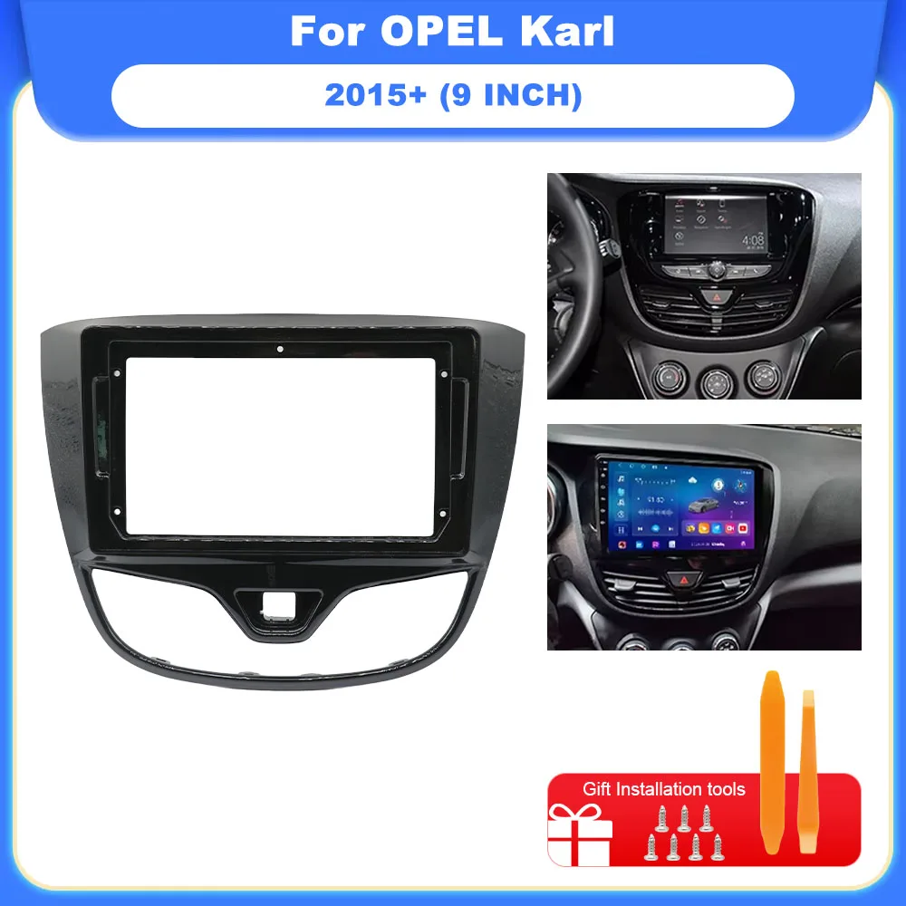 Panel de Fascia de Radio de coche de 9 pulgadas para OPEL Karl 2015+ Facia GPS Dash Kit instalar placa de consola adaptador bisel