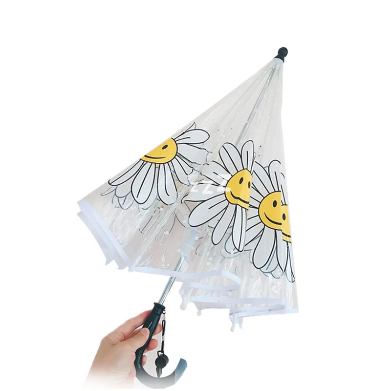 Wysokiej jakości przezroczysty parasol dla dzieci z PVC Cartoon Sun Fower Children Rainbow Dot Outdoor Travel Wodoodporny parasol wielokrotnego użytku — zdjęcie 2