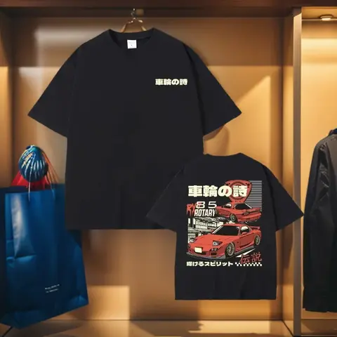 2025 Anime Initial D 드리프트 AE86 T 셔츠 남성 여성 RX-7 R34 스카이 라인 GTR JDM 반소매 탑 캐주얼 스트리트웨어 남성 T 셔츠