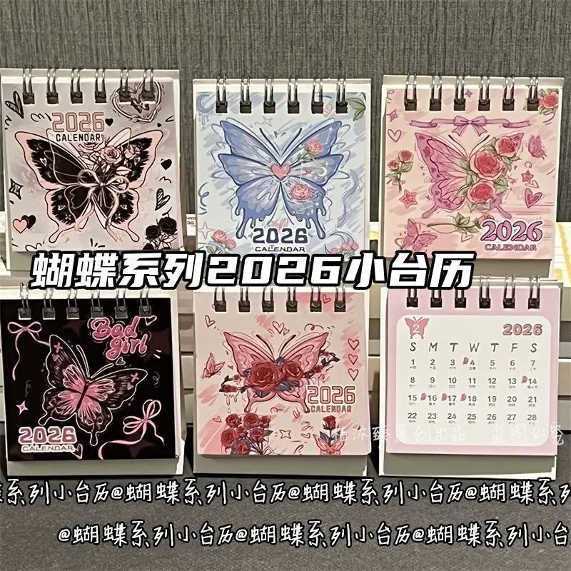 

12 Pcs High Value Butterfly Calendar Student Desktop Decoration Ins Wind Girl Heart Mini Small Note Calendar Desk Calendar