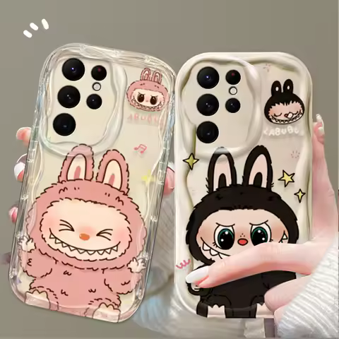 Funny Cute Labubu 3D Wave Soft Case For Samsung Galaxy S25 S24 Ultra S23 S22 S21 Plus FE A56 A36 A26 A16 A06 A15 A25 A35 A55 5G