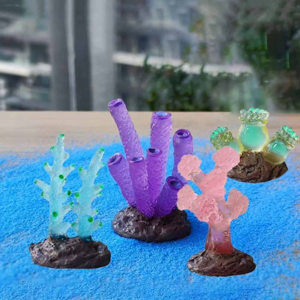 1 Pc Lifelike Luminescent Resin Coral Reefs Figure Aquariums Lightweight Artificial Coral Reefs Fish Tanks Ornament