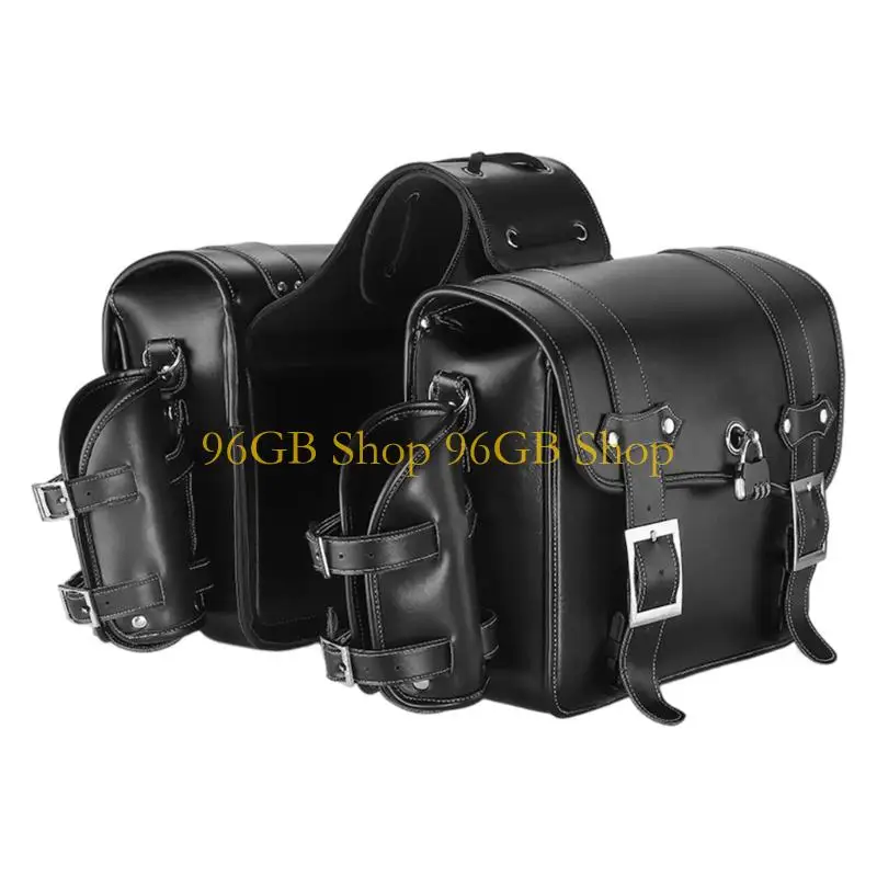 

96GB Universal PU Side Bag Over Saddlebags Motorbike Retro Saddlebag