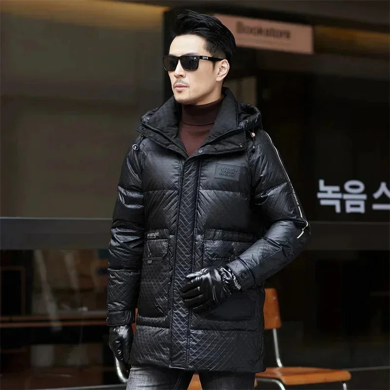 Long Down Jacket Man Hooded s Duck Male Padding 2025 New Men Ultralight Cold Coat for Winter