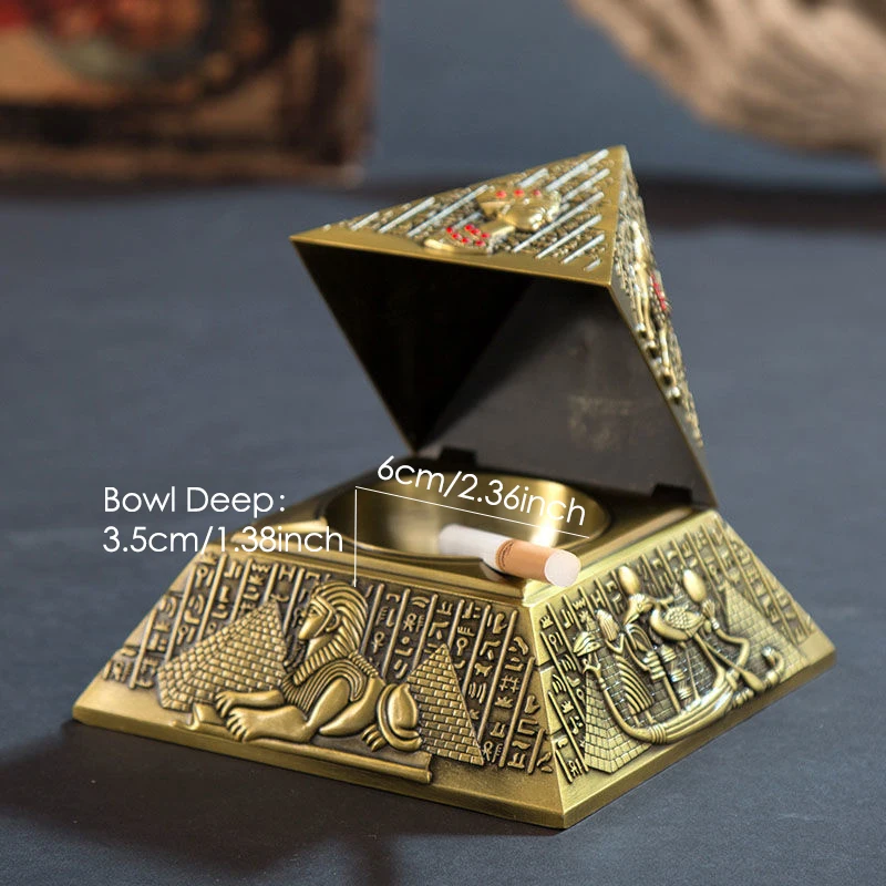 Retro Cigarettes Ashtrays Egyptian Pharaoh Pyramid Shape Metal Ashtray Home Desktop Decoration Gift Portable Smoke Accessories