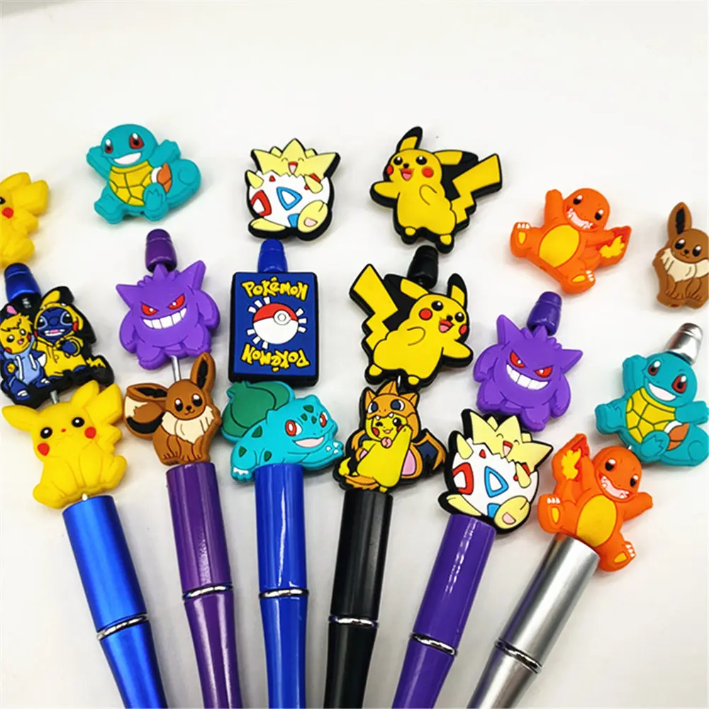 10pcs pokemon Pikachu focal Silicone beads Teether Jewelry Beads Food Grade For pen Pacifier Chain