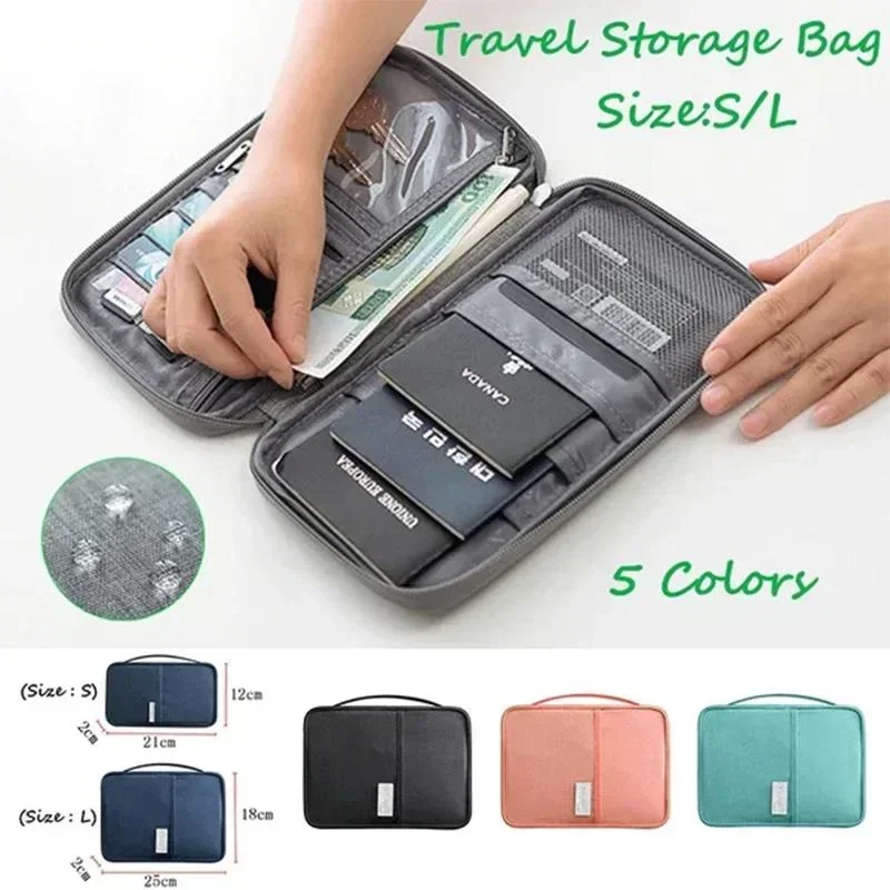 New Waterproof Handbag Passport Holder Travel Wallet Multi-Function Credit Card Package Multi-Card Storage Pack Zipper Organizer