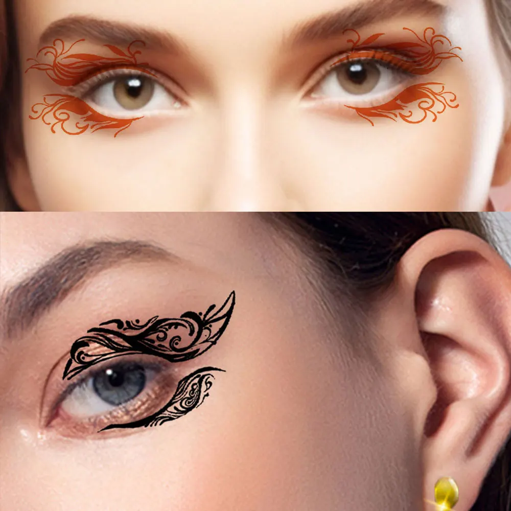 10 Pairs Color Eyeshadow Fake Tattoo for Women, Disposable Eyeliner Stickers for Face Makeup Party Festival Temporary