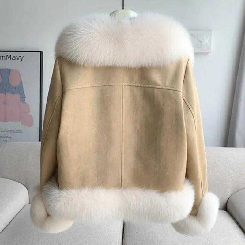 2024 Winter New Imitation Fur Coat Women\'s Fashion Slim Fur collar Thicken Warm Fur Coats Female Short Parkas Jacket Tops