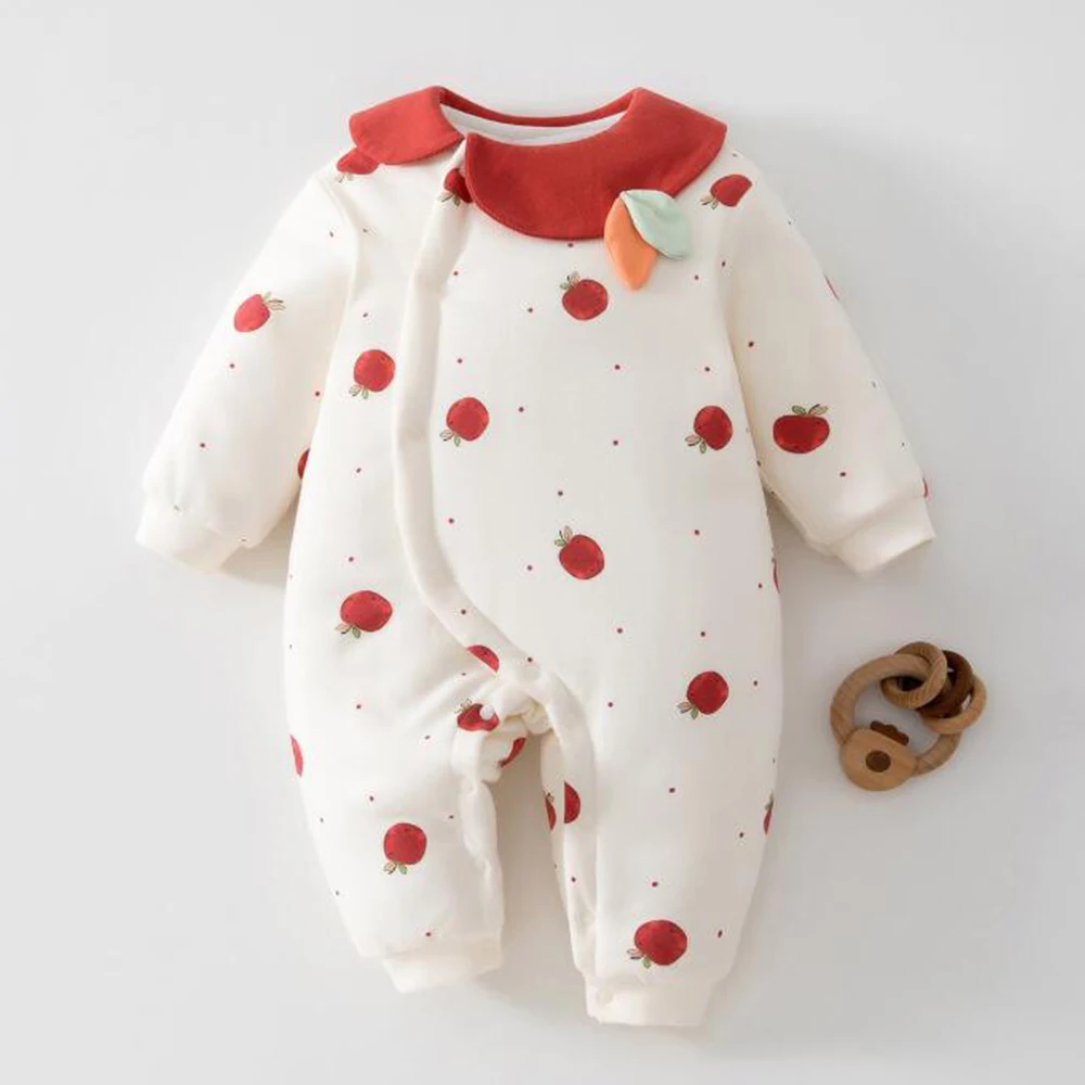 My First Christmas Baby Girl Onesie Quilted Thicken Warm Winter Infant Boutique Clothing 1st Birthday Baby Rompers New Arrival