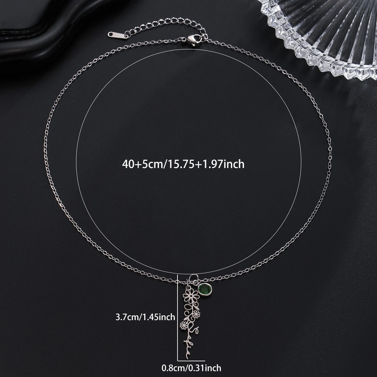 

Custom Name Stainless Steel Flower Branch Necklace with Diamonds Women's Fashion Pendant Necklace