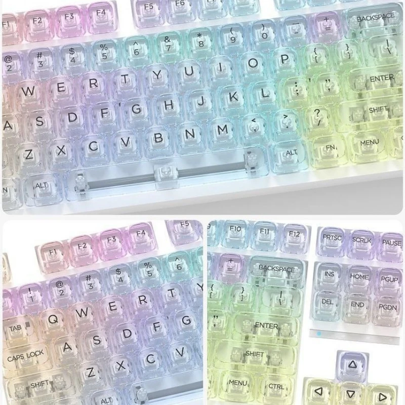Hangul Keycaps Rainbow Gradient 125 Keys Cute Transparent Korean MOA Keycap Sublimation for ISO Aula Made68 Mad68 Wooting60 EZ63