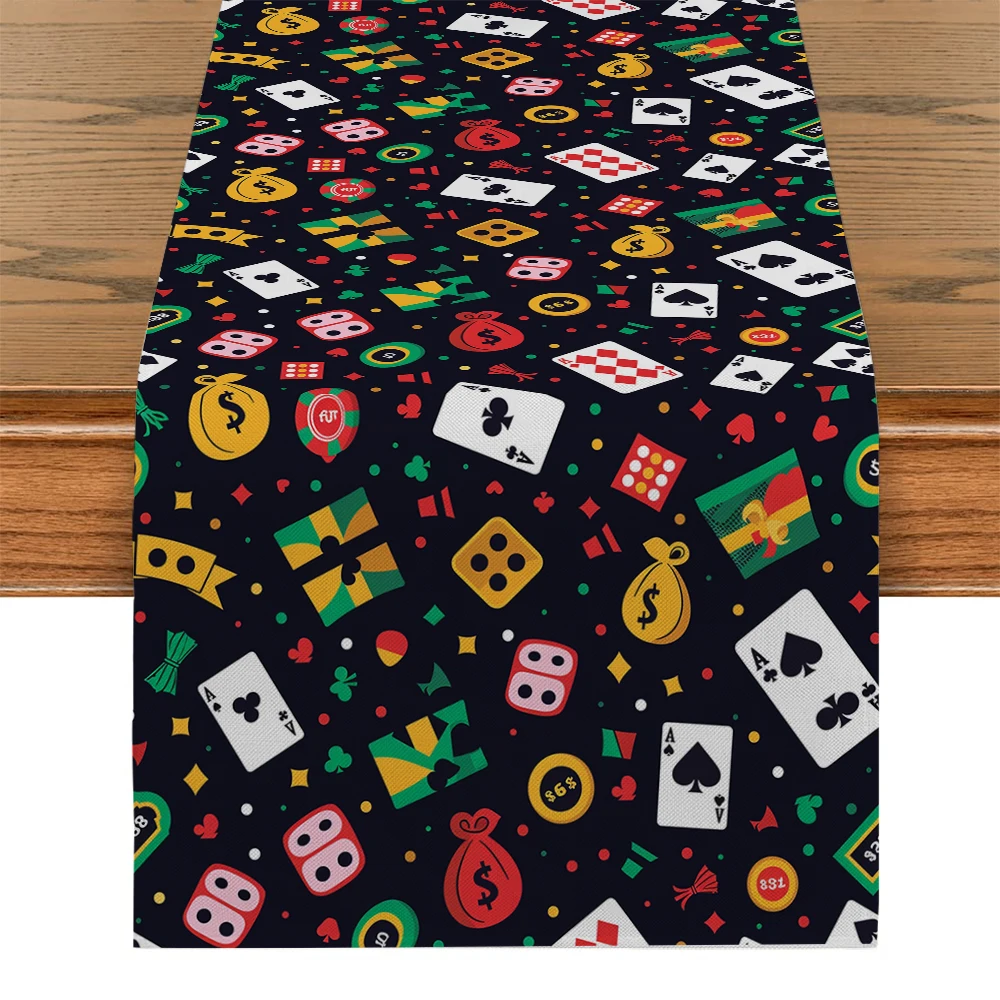 Poker Roulette Gold Würfel Tisch läufer Kommode Dekor für Küche Urlaub Party Tisch läufer wasch bar Essen langes Tuch