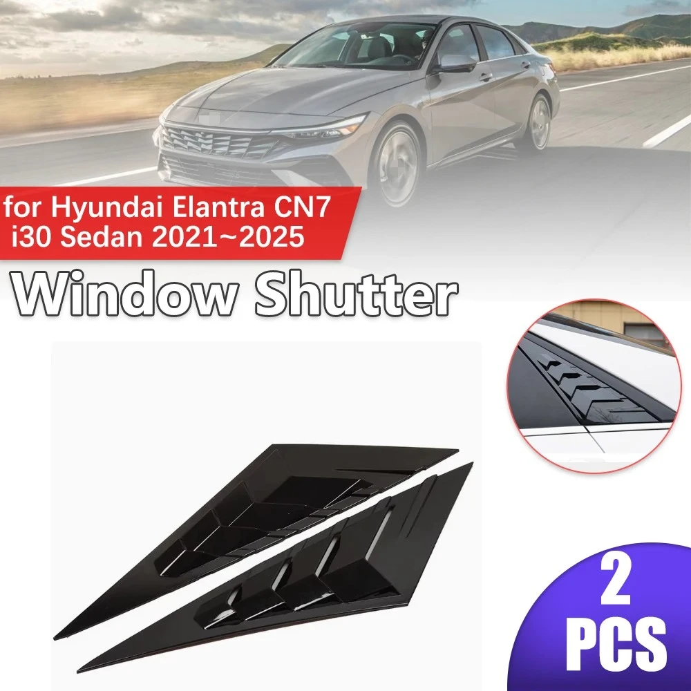 For Hyundai Elantra CN7 Avante i30 Sedan 2024 2021~2025 Rear Side Window ABS Louvers Triangular Sticker Accessories Car Shutter