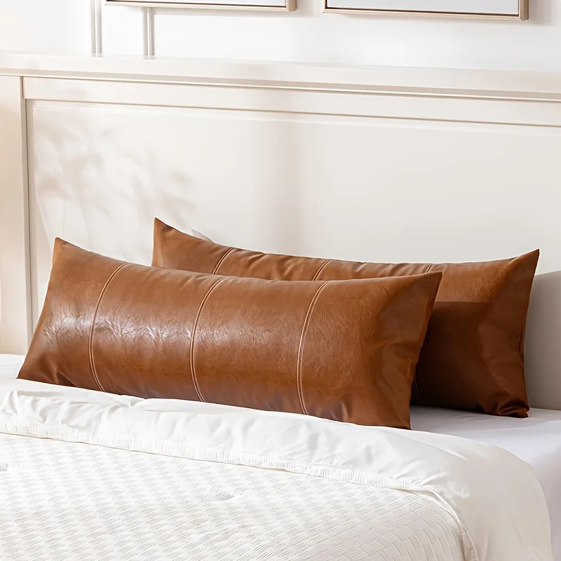 1pc Lengthened Thickened zipper style Faux Leather Throw Pillow Covers Outdoor Modern Farmhouse Solid Decorative Pillow Covers