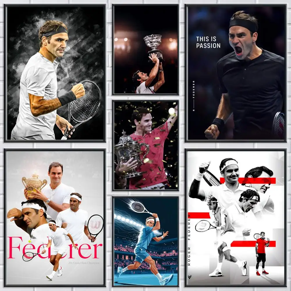Tennis R-Roger Federer Painting Calligraphy Frameless Canvas Poster Wall Art Perfect For Hallway Home Decoration Holiday Gifts