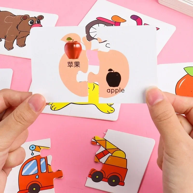 32Pcs 몬테소리 유아 카드 매칭 게임 조기 교육 퍼즐 장난감 만화 퍼즐 장난감 색상 모양인지 훈련 선물