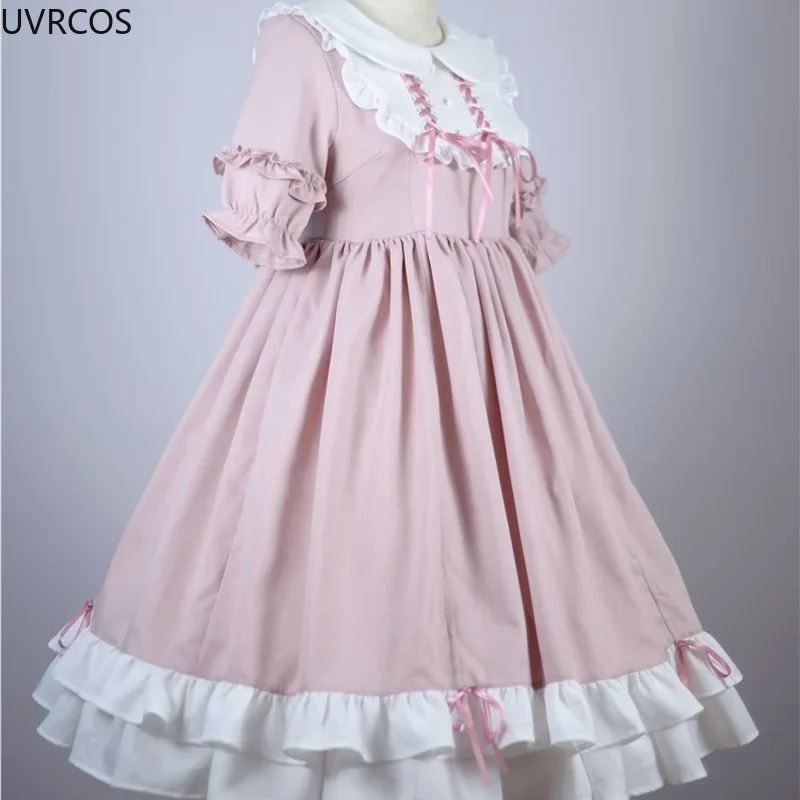 Vestido de princesa Lolita victoriana Vintage para mujer, Vestidos de fiesta de cintura alta con lazo de encaje japonés, Vestidos góticos Kawaii para niña, Halloween