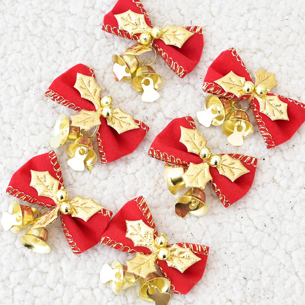 

12 Pcs Bell Bow Ornament Decoration with Christmas Pendant Decorative Props Hanging for Small