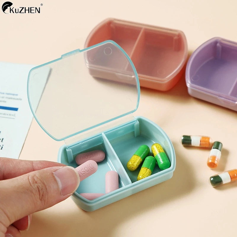 Travel Portable Pill Medicine Drugs Case 2 Grids Mini Pill Cases Pill Box Daily Case Vitamin Holder Organizer Container