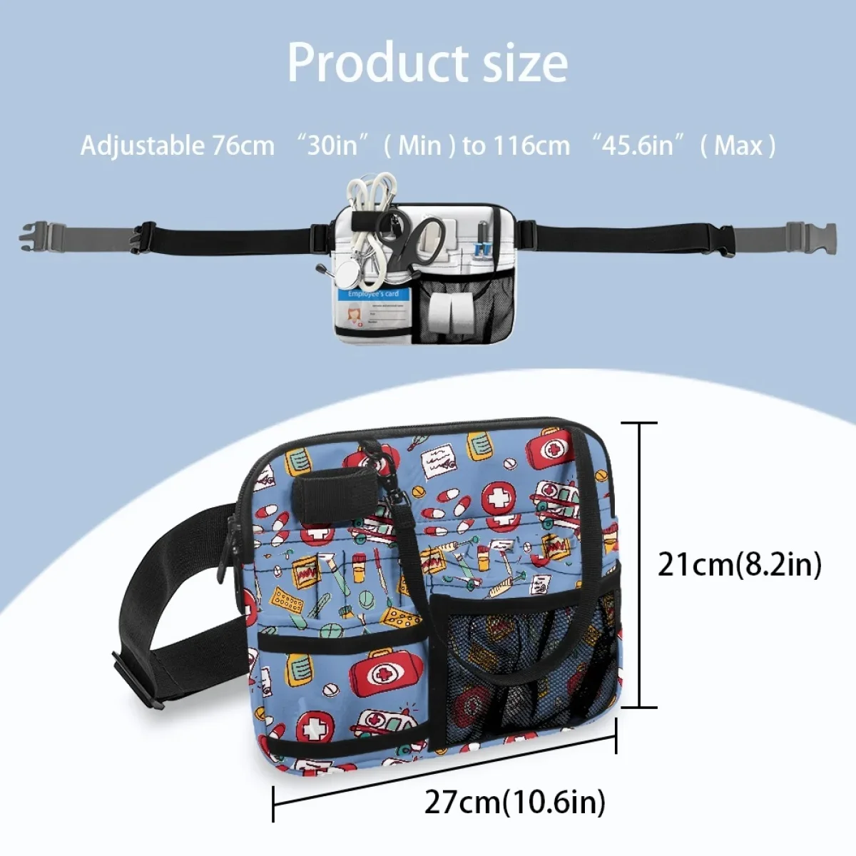 Medical Equipment Printed Waist Bags Hospital Work Portable Shoulder Nurse Belt Bag Adjustable Multi-pocket Storage Pouch 2023