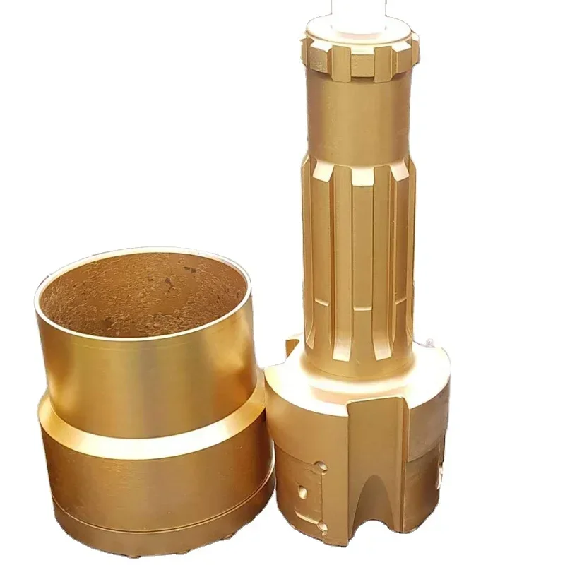 Symmetrical overburden drilling equipment, rock drilling bits, ore mining tools, accessories