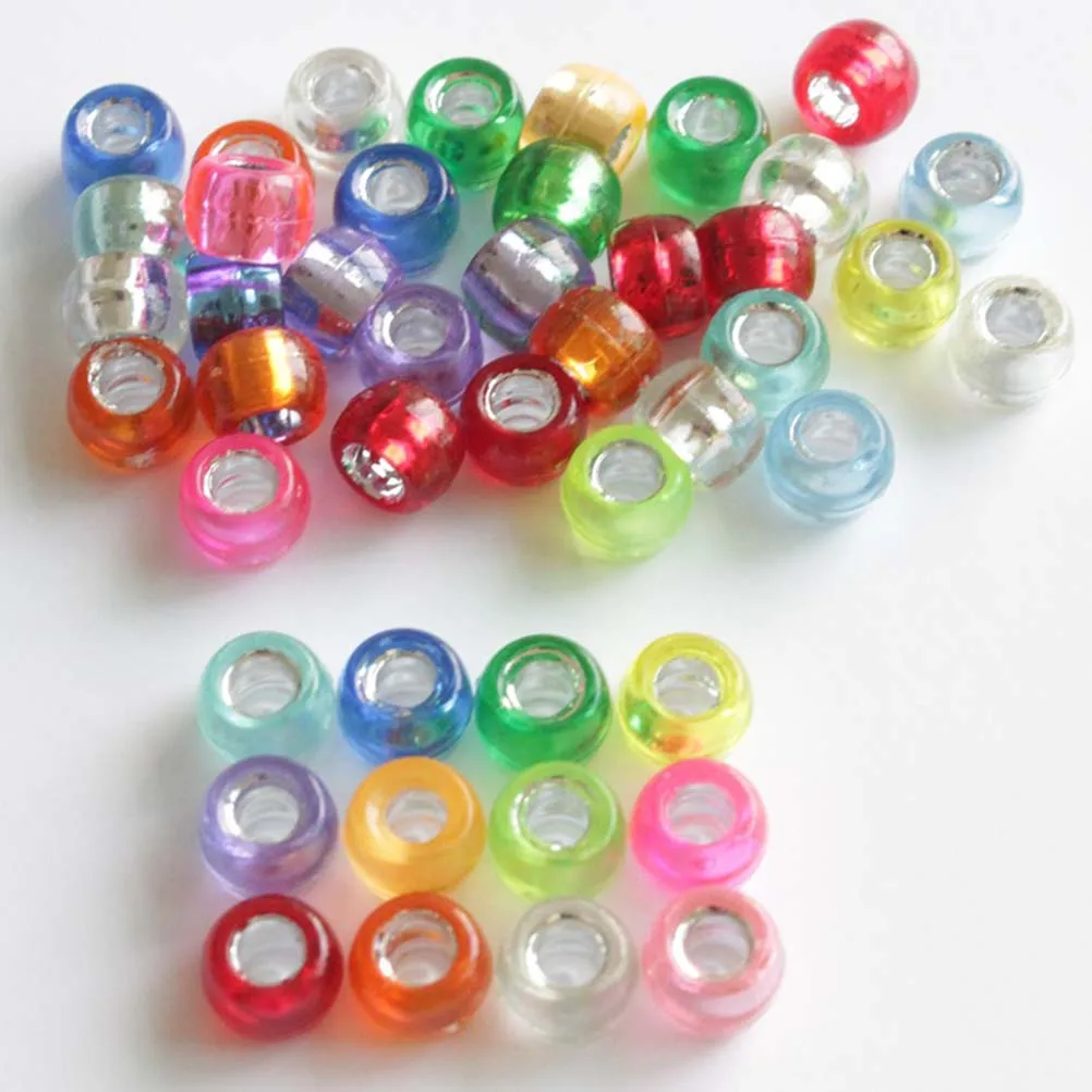

1000Pcs 6x9mm Acrylic Barrel Beads in Mixed Patterns and Shapes Colorful Bead Kids Set for Handmade Bracelet Necklace Earring