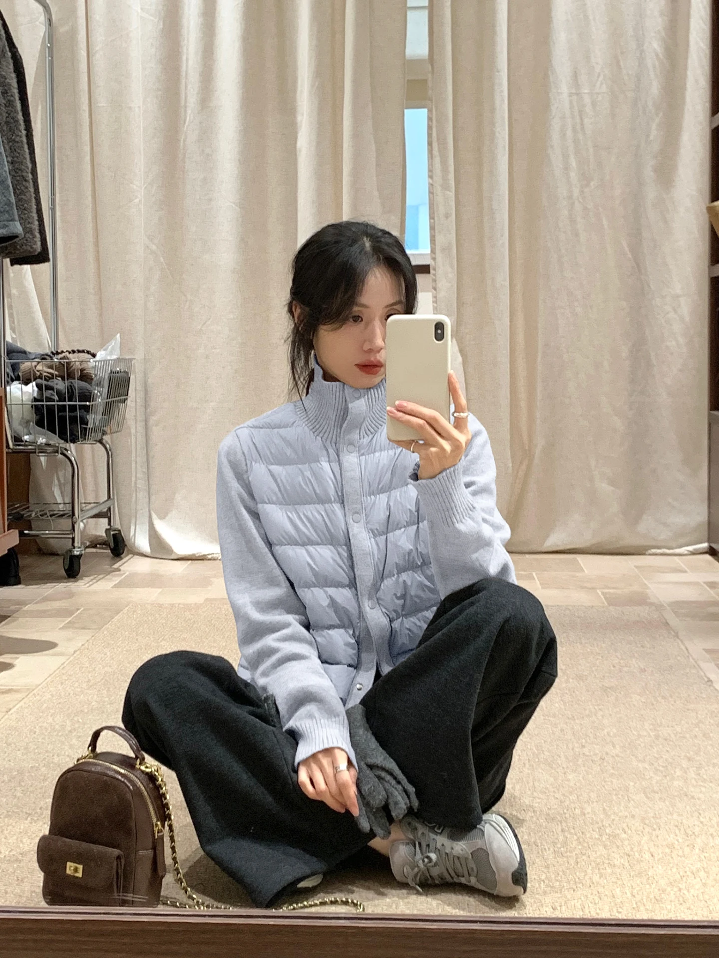 

BRIVIN Blue Knitted Sve Lightweight Inner Wear Women's Winter New Design Warm Outerwear Du down Jaet Casual Sle