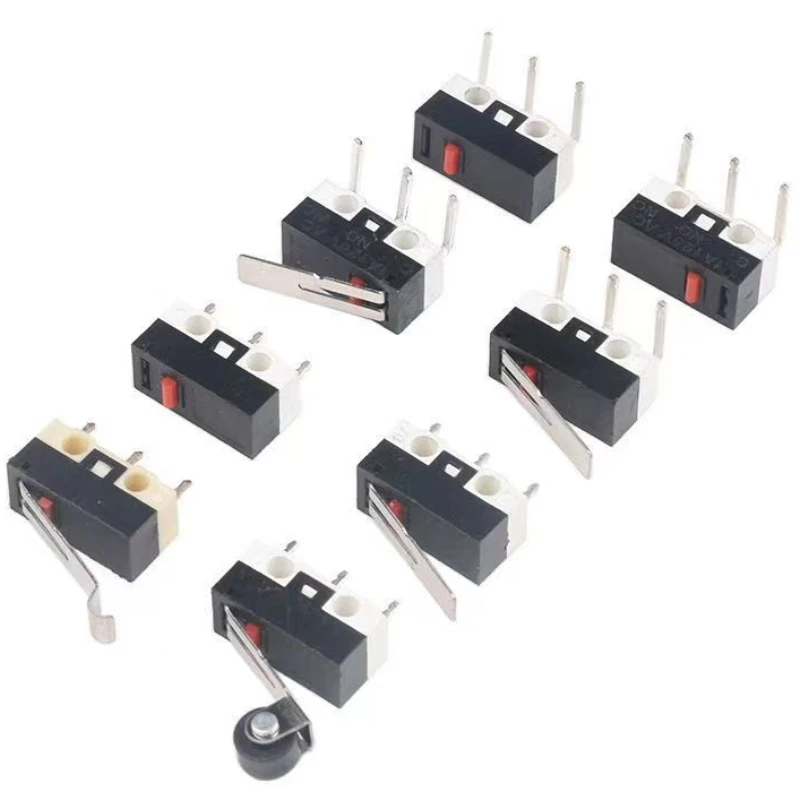 5 szt. Mini Mikroprzełącznik Krańcowy 3 Piny Zaciski PCB Rolka Dźwignia Łukowa Mikroprzełączniki Zaciskowe Typu Snap Action